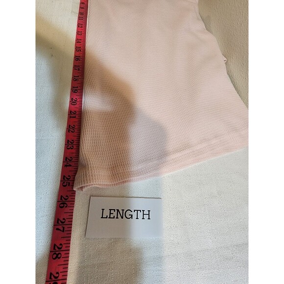 WOMEN LARGE PINK THERMAL KNIT PJ TOP LACE TRIM STRETCHY PREPPY CUTE CAPSULE WARM - Picture 12 of 12